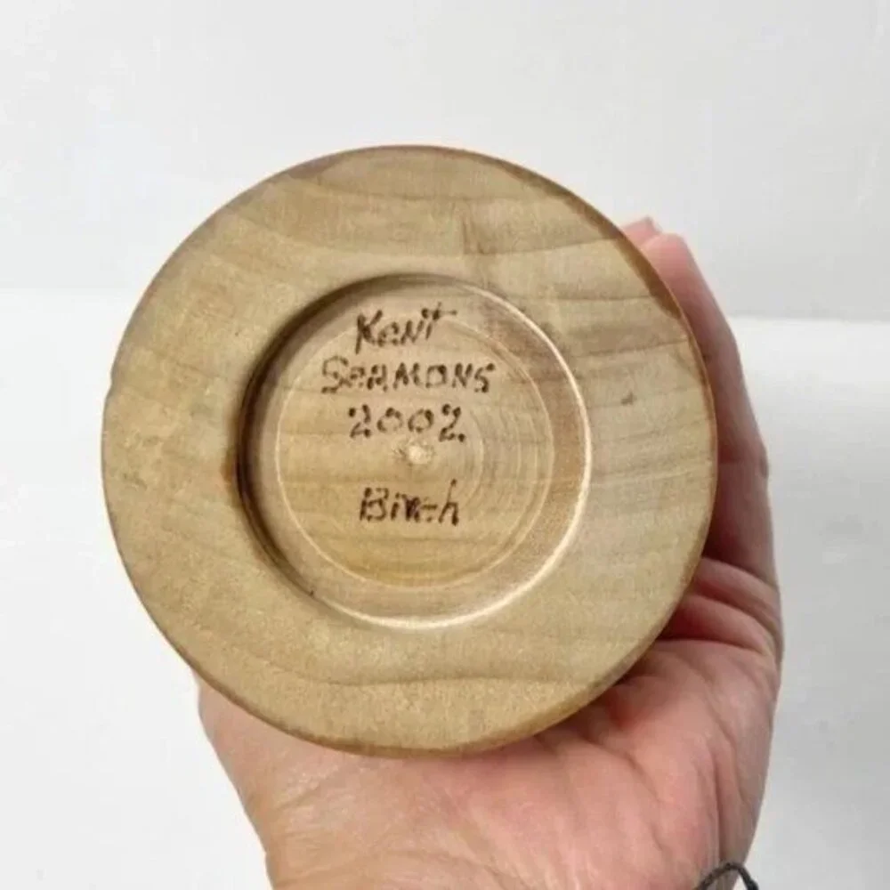 Custom Birch Vase Candlestick Holder Kent Seasons 2002 Handmade Wooden Decor